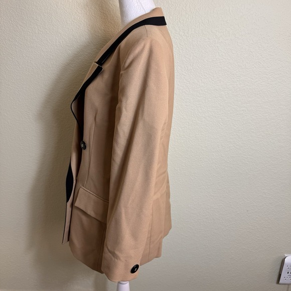 Vintage Saville Petite Women's Blazer Tan with Black Trim Sz 12P Lined Made USA - Picture 4 of 5